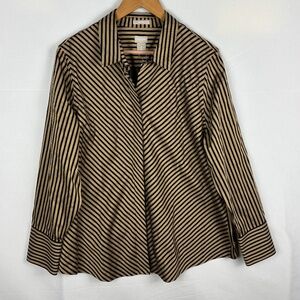 NWT Chico's‎ Women Long Sleeve Button Up Tunic Shirt 3 = 16/18 Breathable Office